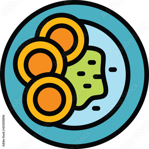 Austrian cuisine icon outline vector. Austria food. Restaurant potato color flat