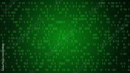 High-Tech Intrigue: Abstract Green Background Infused with Binary Code Numbers. Conceptual Visual Representing Data Breaches, Malware Incidents, Cyber Attacks, and Hacking Threats in the Digital Age.