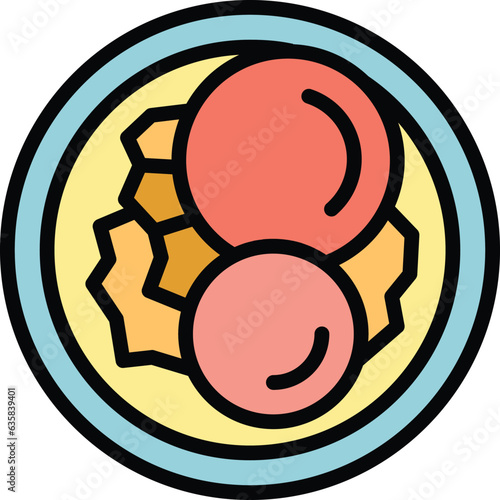 Food dish icon outline vector. Cuisine baklava. Meal indian color flat