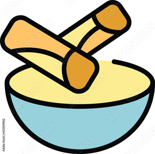 Food cuisine icon outline vector. Azerbaijan arabian. Indian dish color flat
