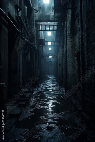 dark abandoned alley in the night © Aldio