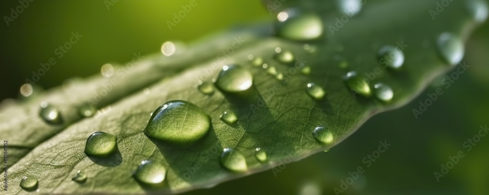 Rain water drops on green leaves on natural background. Copy space Rain water drops on green leaves on natural background. Copy space