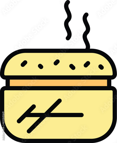 Hot burger icon outline vector. Dish meal. Food cuisine color flat