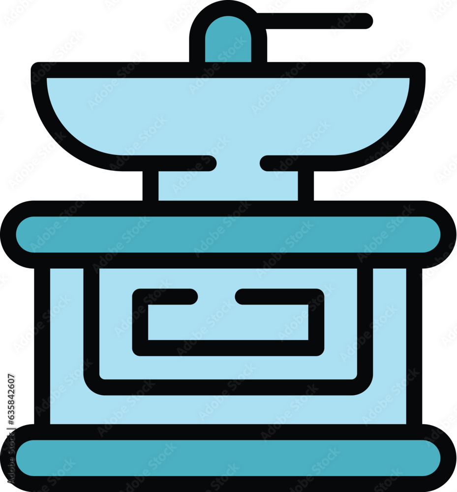 Coffee grinder icon outline vector. Turkish pot. Machine espresso color flat Coffee grinder icon outline vector. Turkish pot. Machine espresso color flat