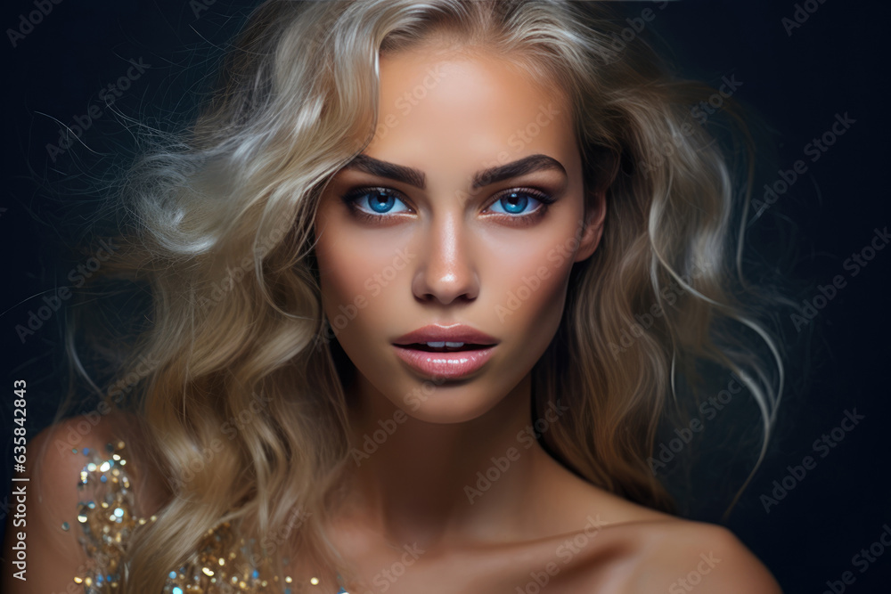Beautiful Young Woman With Shimmer Makeup Beautiful Young Woman With Shimmer Makeup