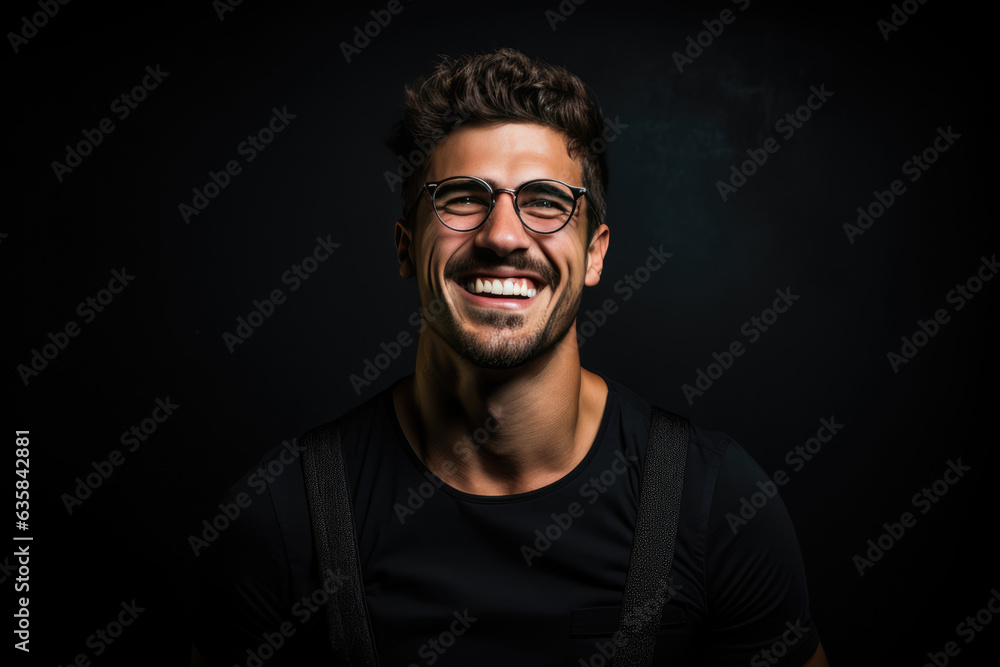 Naklejka premium A Man With Glasses Smiling For The Camera