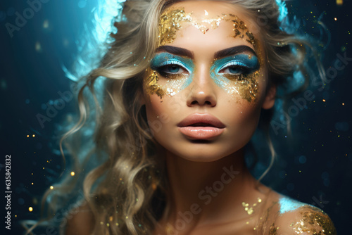 Beautiful Young Woman With Shimmer Makeup