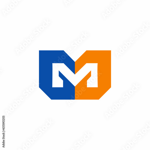 Free Download letter m logo design template with blue and orange color combination. vector logo design - GFXLoad