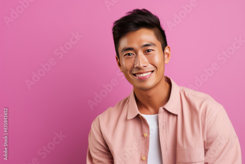Happy Thai Man On Pink Background