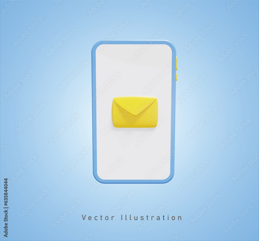 message sign on phone screen in 3d vector illustration message sign on phone screen in 3d vector illustration