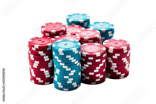 Poker Chips Isolated on a Transparent Background. AI photo