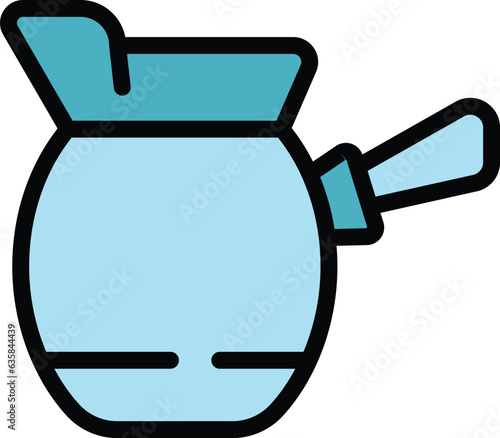 Delight coffee pot icon outline vector. Machine espresso. Arab bean color flat