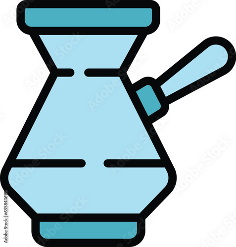Coffee drink pot icon outline vector. Cafe cup. Espresso arab bean color flat