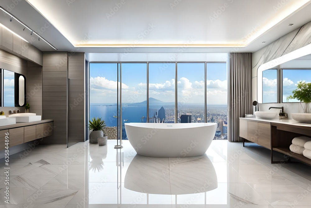 modern bathroom interior with bathtub 