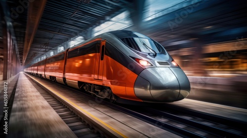 High speed bullet train in motion blur