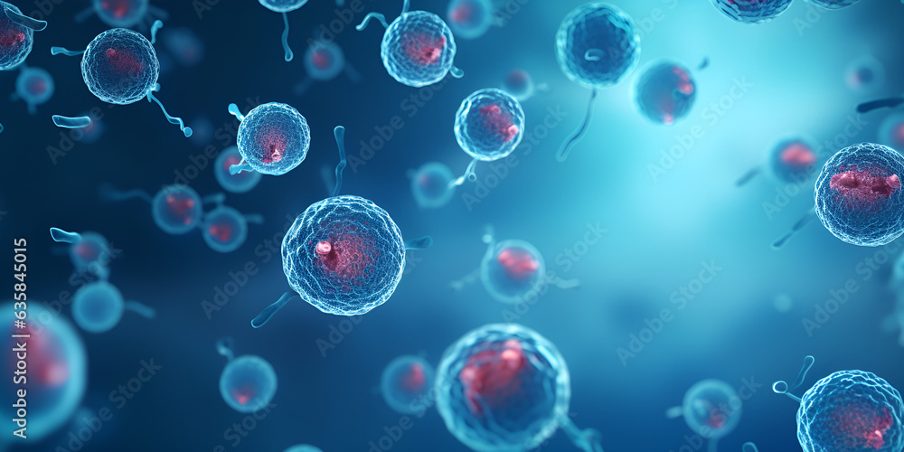 Human cells in a blue background  generated with AI