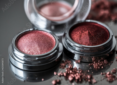 Obraz na plátne A close-up of pearlescent shimmery pink eyeshadows for creating eye makeup
