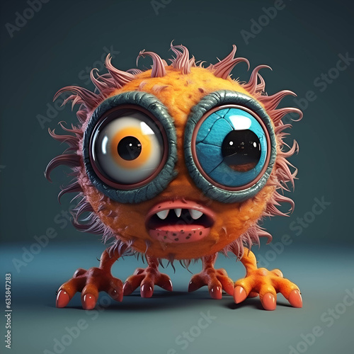 Funny monster with big eyes. 3d illustration. Halloween concept.
