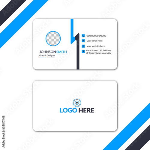 Modern And Simple Business card design.Clean professional business card template,Double-sided creative business card template.Visiting Card for business. photo