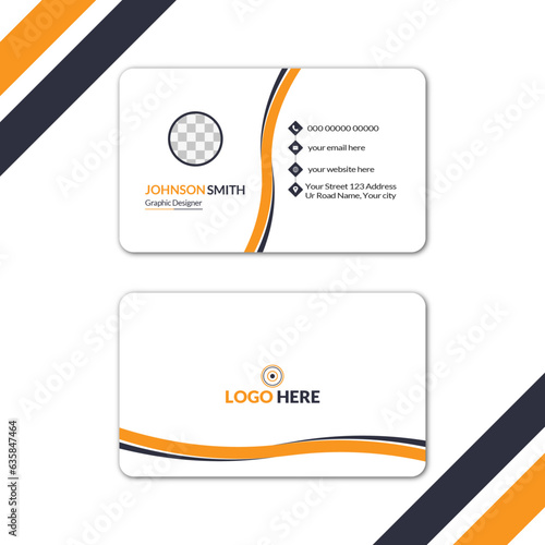 Modern And Simple Business card design.Clean professional business card template,Double-sided creative business card template.Visiting Card,White, black and yellow business card template.