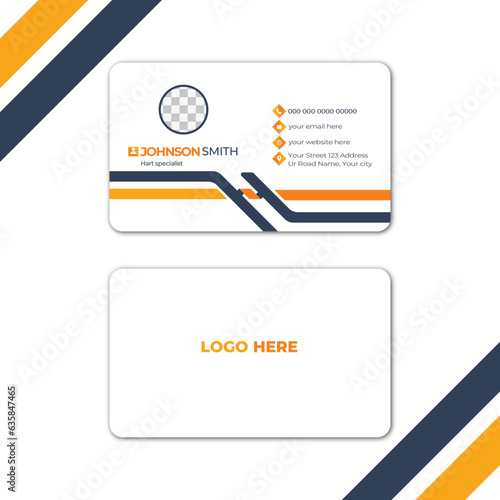 Modern And Simple Business card design.Clean professional business card template,Double-sided creative business card template.Visiting Card,White, black and yellow business card template.