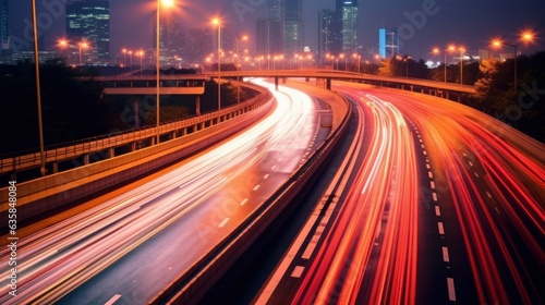 Trail light motion capture in traffic on highway at night