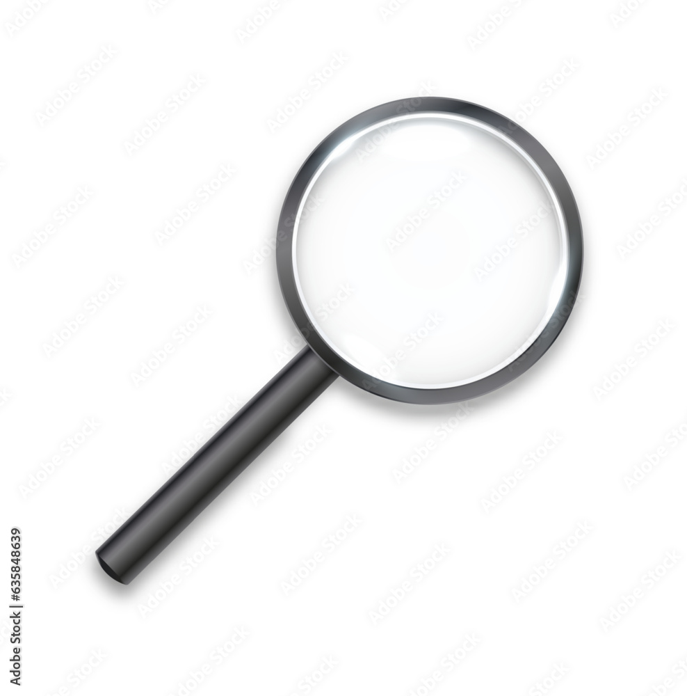 Search icon vector. Magnifying Glass Isolated On White Background, With Gradient Mesh.Realistic Magnifying glass with shadow Vector Search icon vector. Magnifying Glass Isolated On White Background, With Gradient Mesh.Realistic Magnifying glass with shadow Vector