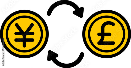 円とポンドの換金イラスト（exchange of yen and pound.）