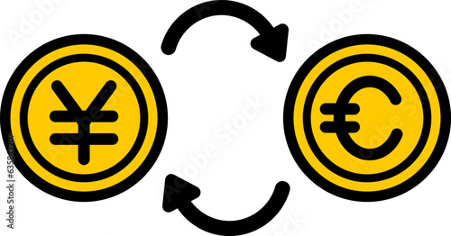 円とユーロの換金イラスト（exchange of yen and euro.）