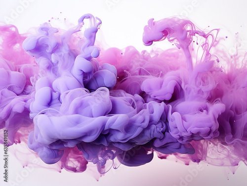 motion of the smoke in water, colorful ink abstraction, pastel purple and pink swiring in, fancy cloud of smoke under water abstract background photo