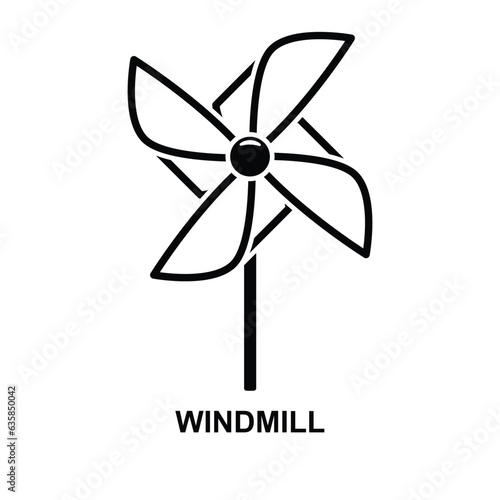 Toy windmill icon.Children toy wind turbine isolated on background.