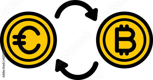 ユーロとビットコインの換金イラスト（exchange of euro and bitcoin.）