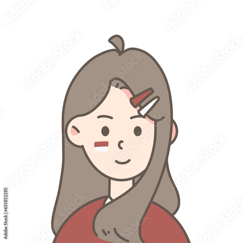 Cute avatar of a girl in a red and white themed outfit