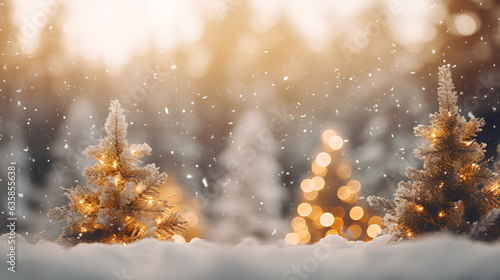 christmas background. fir tree in snow. © EvhKorn