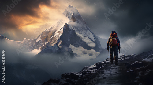 man standing on the rock in the mountains