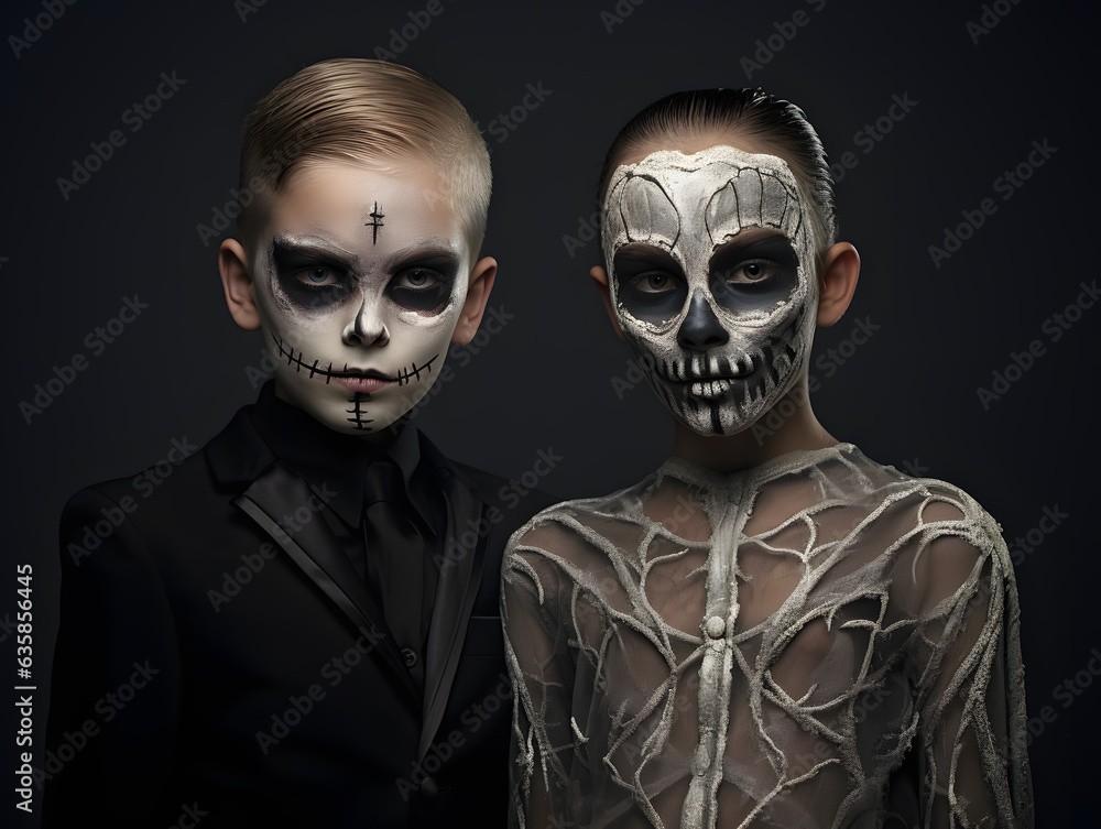 Face Painted Kids Ready for Halloween Face Painted Kids Ready for Halloween