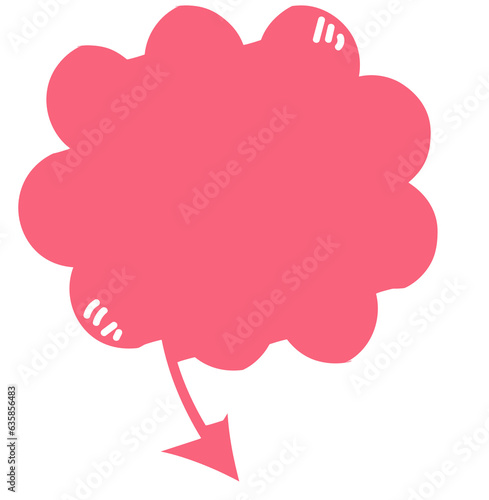 Colorful pastel pink color speech bubble balloon with arrow point icon sticker memo keyword planner text box banner, flat png transparent element design