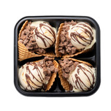 Ice cream cones with chocolate in a lunchbox top view isolated on transparent background. Generative AI
