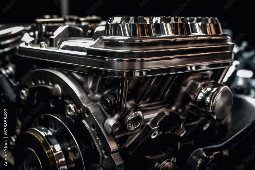 Exquisite Capture: Unveiling the Intricacies of a High-Performance Automotive Engine, Showcasing Precision, Power, and Technological Innovation