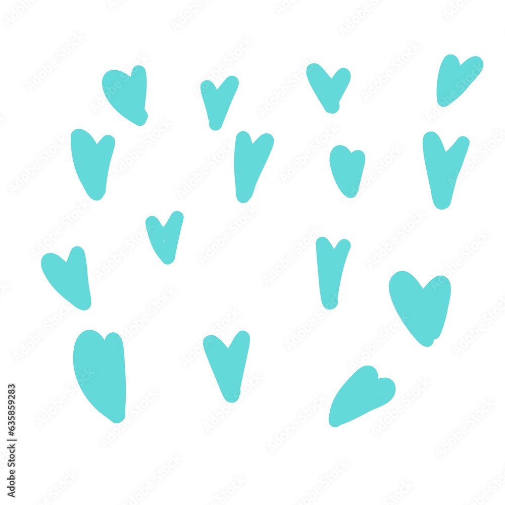 Illustration sketch hearts blue background Illustration sketch hearts blue background