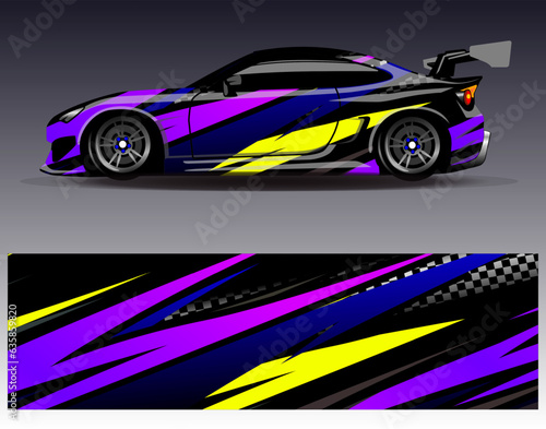 Graphic abstract stripe racing background designs for vehicle, rally, race, adventure and car racing livery