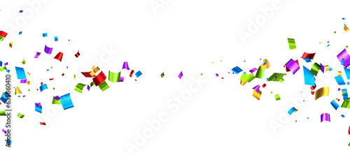 Colorful cut out foil ribbon confetti background..