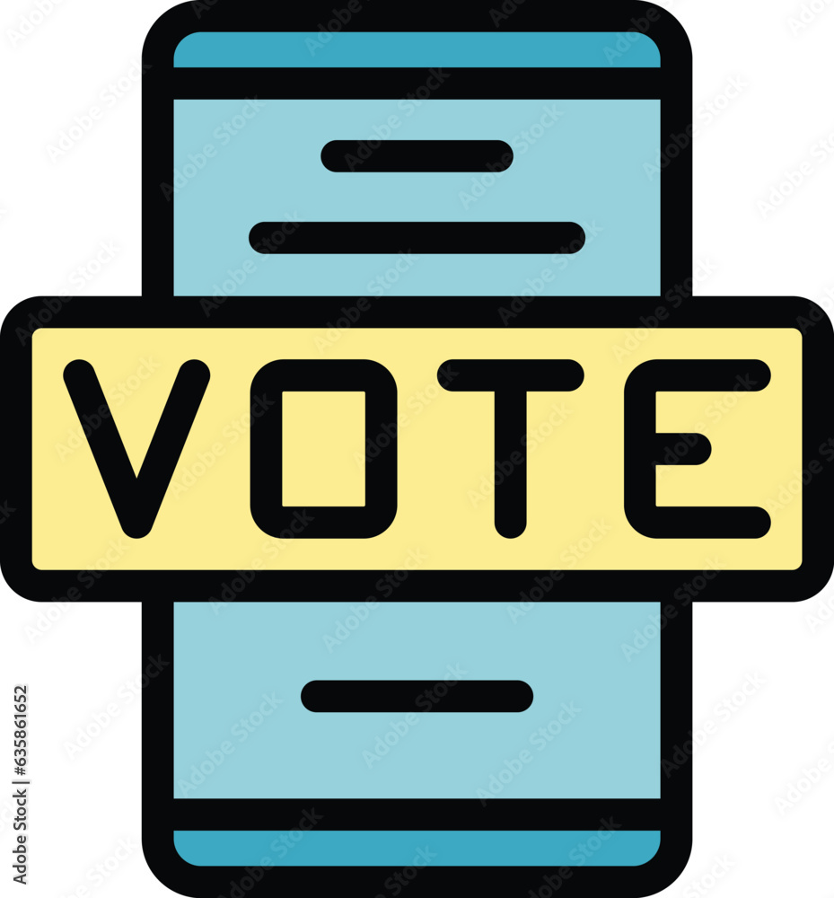 Vote smartphone icon outline vector. Digital poll. Online ballot color flat