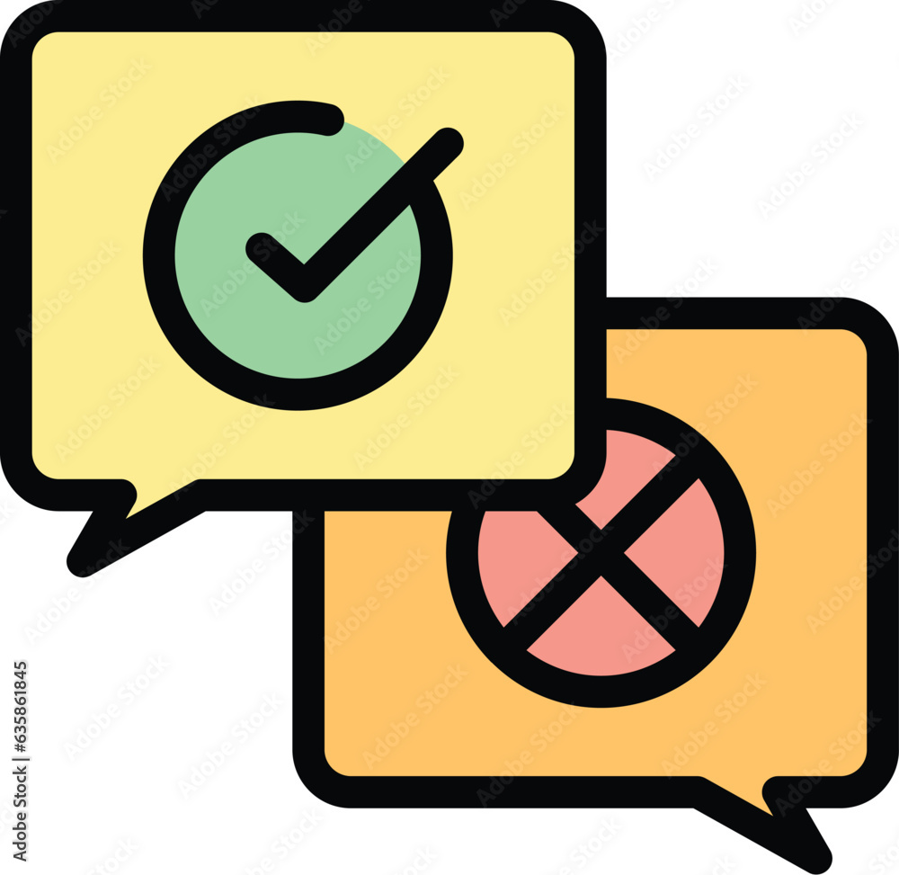 Election chat icon outline vector. Vote ballot. Digital politics color flat Election chat icon outline vector. Vote ballot. Digital politics color flat