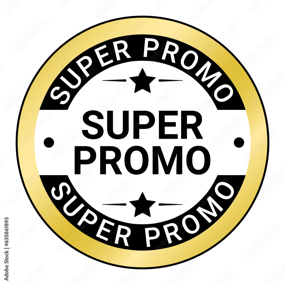 Super Promo Sticker with Stars vector illustration