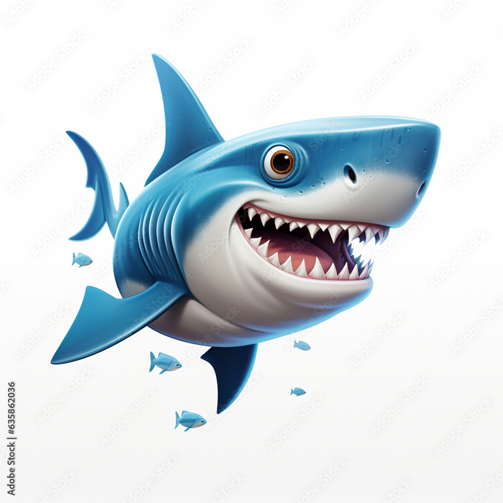Shark, cartoon style, white background Shark, cartoon style, white background