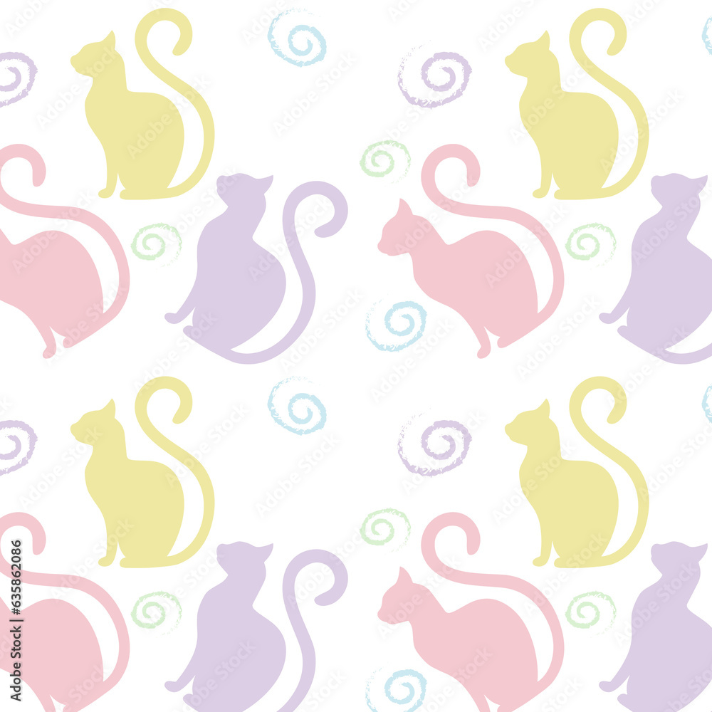 Cute seamless pattern with cats Cute seamless pattern with cats