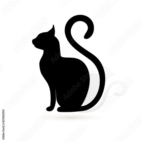 Vector black silhouette of a cat