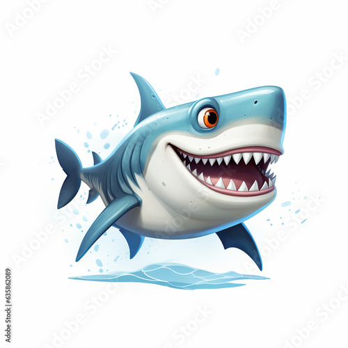Shark  cartoon style  white background