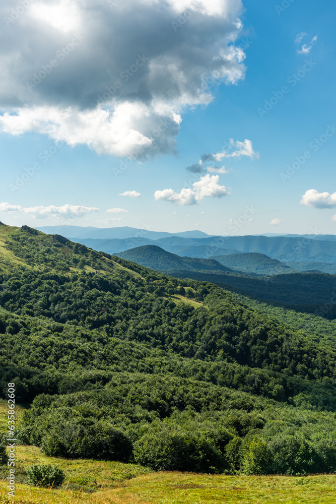 Wilderness and scenic nature and alpine landscape at summer in Bieszczady Mountains, Carpathians, Poland. Wilderness and scenic nature and alpine landscape at summer in Bieszczady Mountains, Carpathians, Poland.